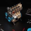 TECHING v4 Engine Model kit Full Metal Model Engine Assembly Kit Kids Run Adults 350+Pcs Assembly time 4 Hours DIY Toy Gift (4 Cylinder Engine kit)